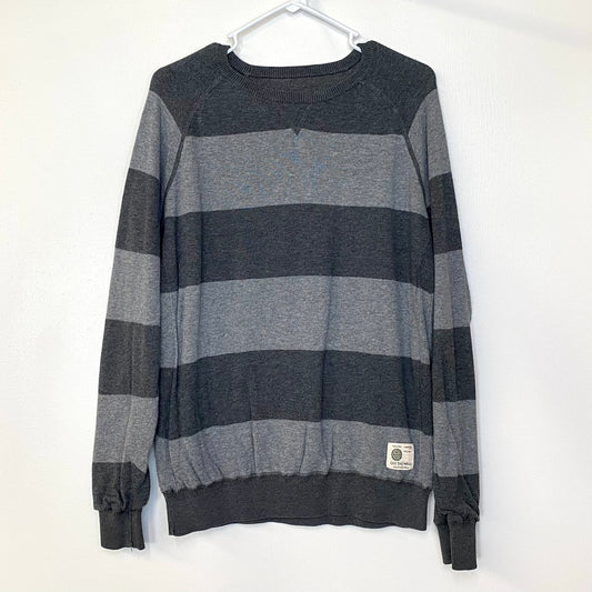 Vans Mens Size M Reversible Gray Striped Sweater L/s Pre-Owned