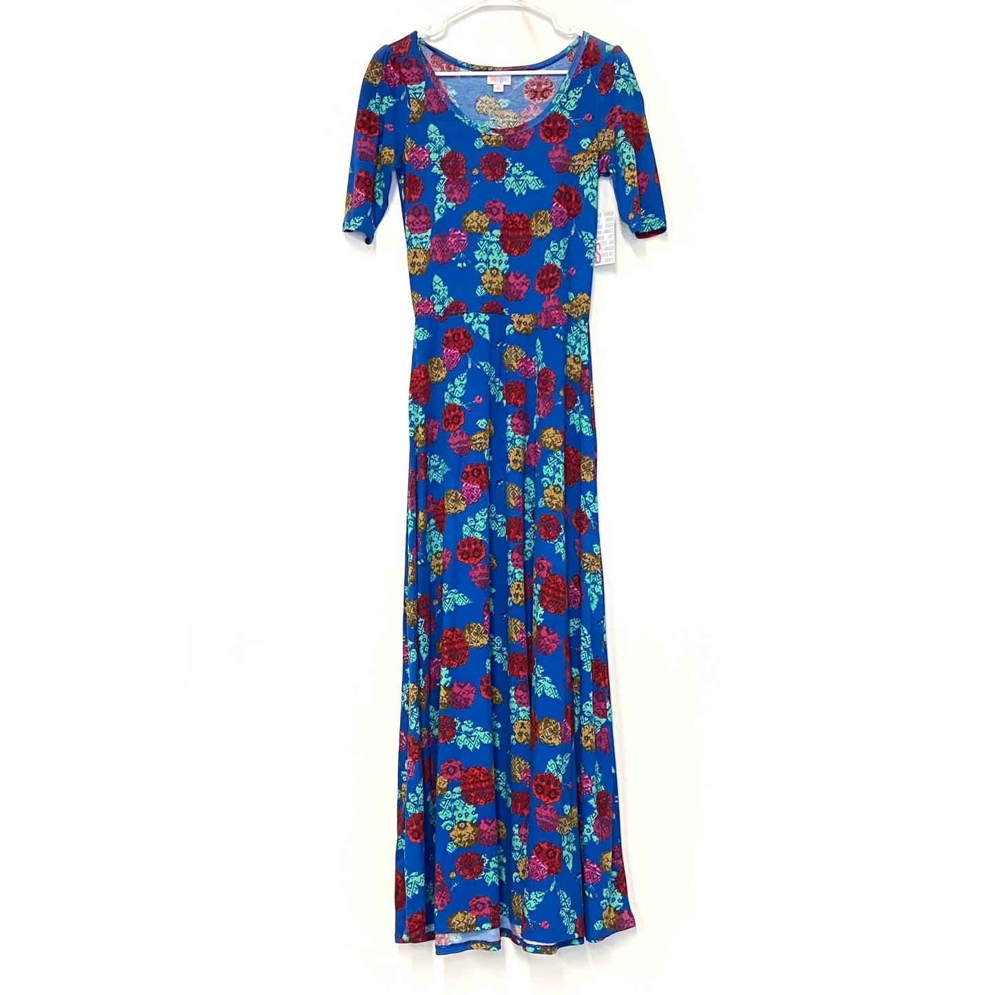 LuLaRoe Womens S Green/Red/Blue Ana Floral Maxi Dress S/s NWT