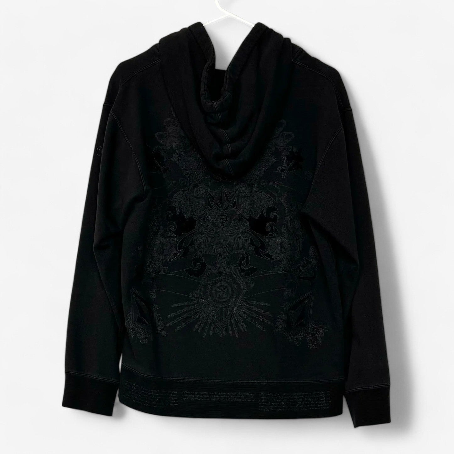 Men's Black Velvet Logo Hooded Full-Zip Sweatshirt - Size M - Pre-Owned Vintage