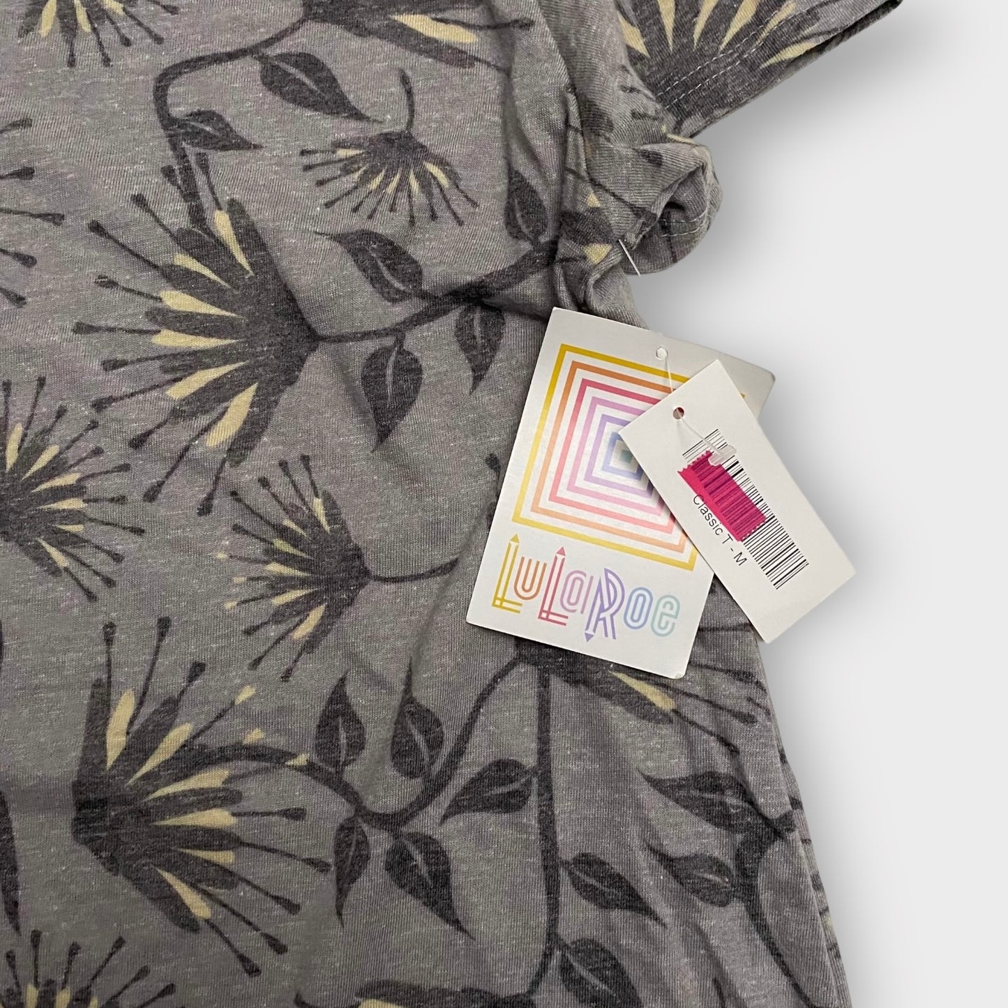 LuLaRoe Classic T | S (6-8) | Gray Botanical Print | S/s | NWT