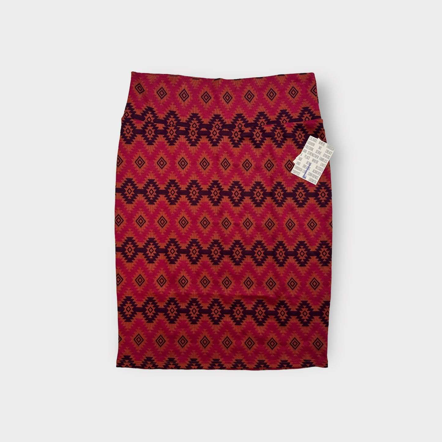 LuLaRoe Cassie Pencil Skirt | L (14-16) | Pink/Orange | AZTEC | NWT