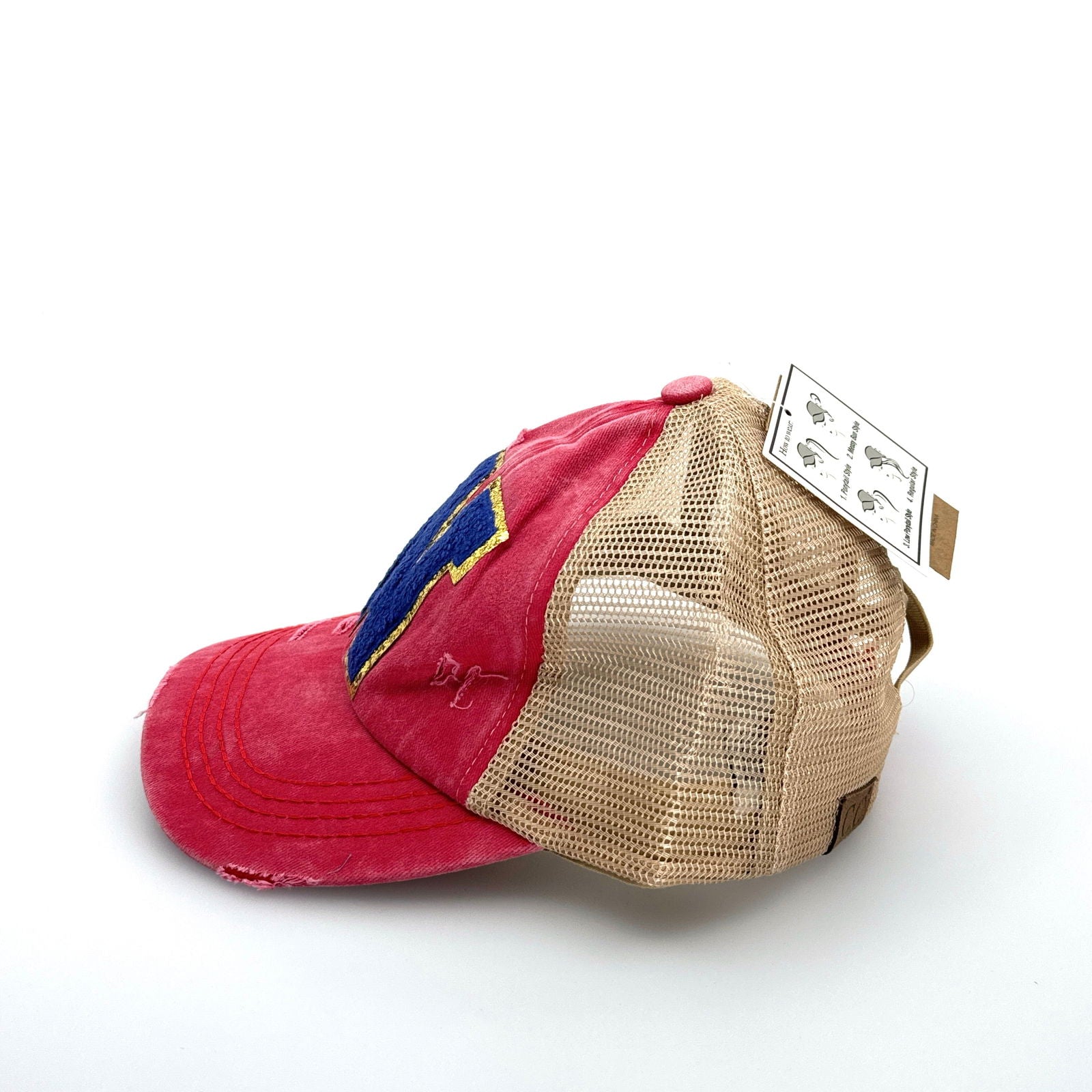 CC | “N” Multi Level Criss-Cross Pony Cap | Red/Blue | OSFA | NEW -  | Buy at Parsimony Shoppes