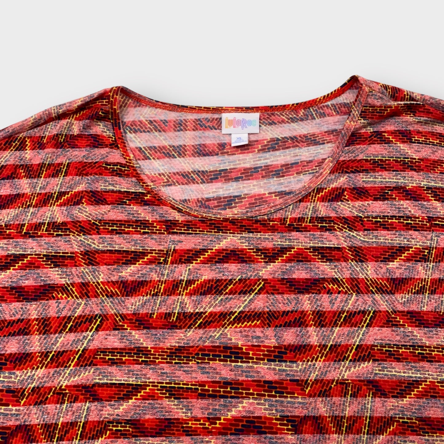 LuLaRoe Irma S/S Tunic Top - Orange & Red Bricks Pattern - Women's XL (16-18) - NWT