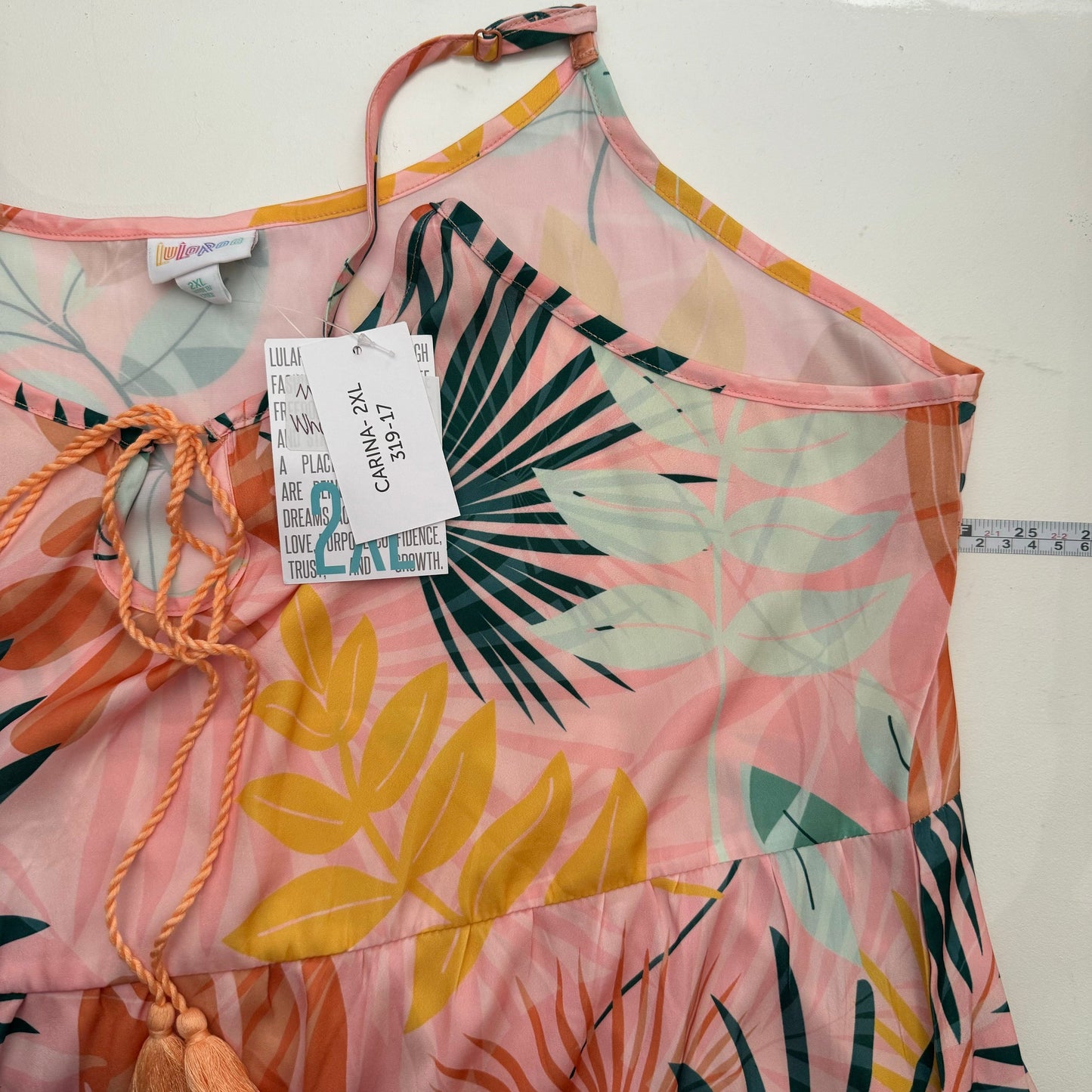 LuLaRoe Resort Collection 2023 | CARINA Tiered Maxi Dress | 2XL (20-22) | Peach | Tropical | NWT