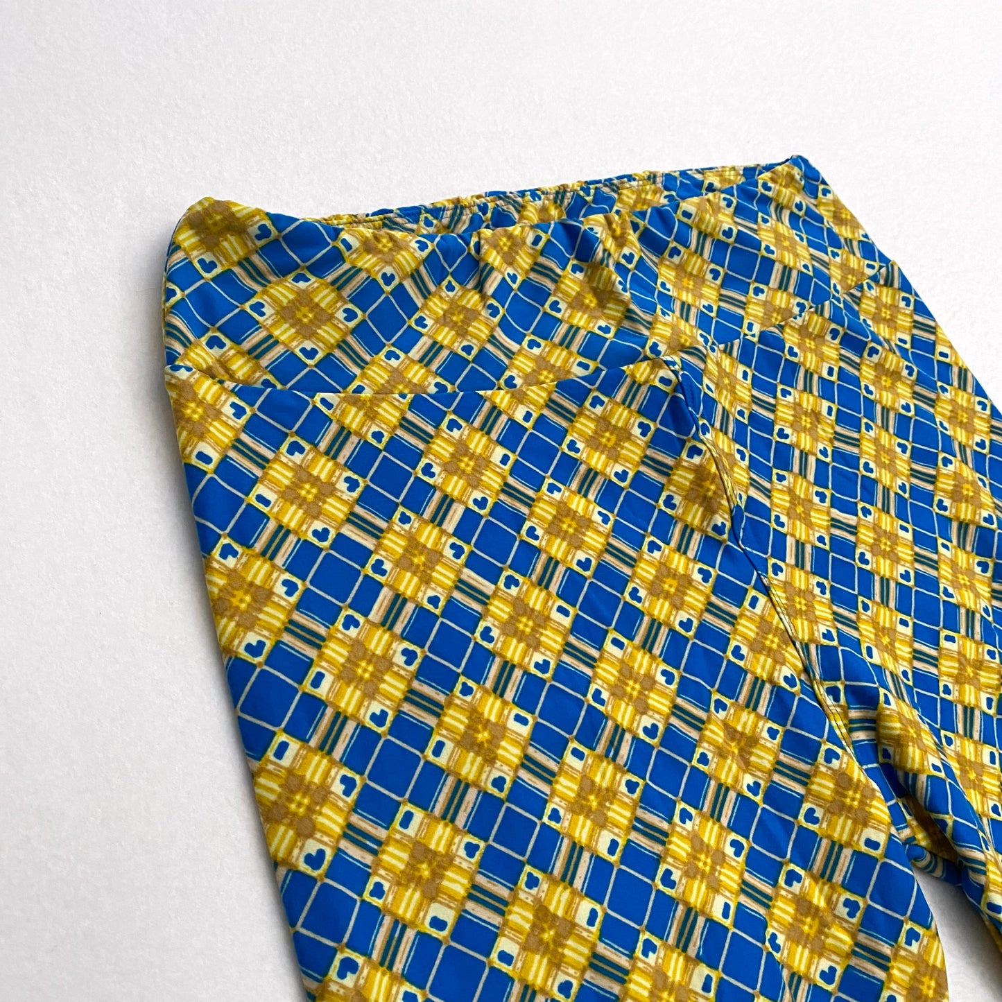 LuLaRoe Print Leggings | TC (12-18) | Blue/Gold Plaid Pattern | Buttery Soft | New