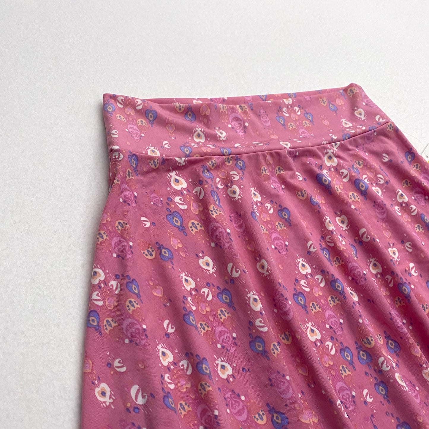 LuLaRoe Kids Azure A-Line Skirt  | 14 (14-16) | Pink/Multicolor Abstract Hearts | NWT