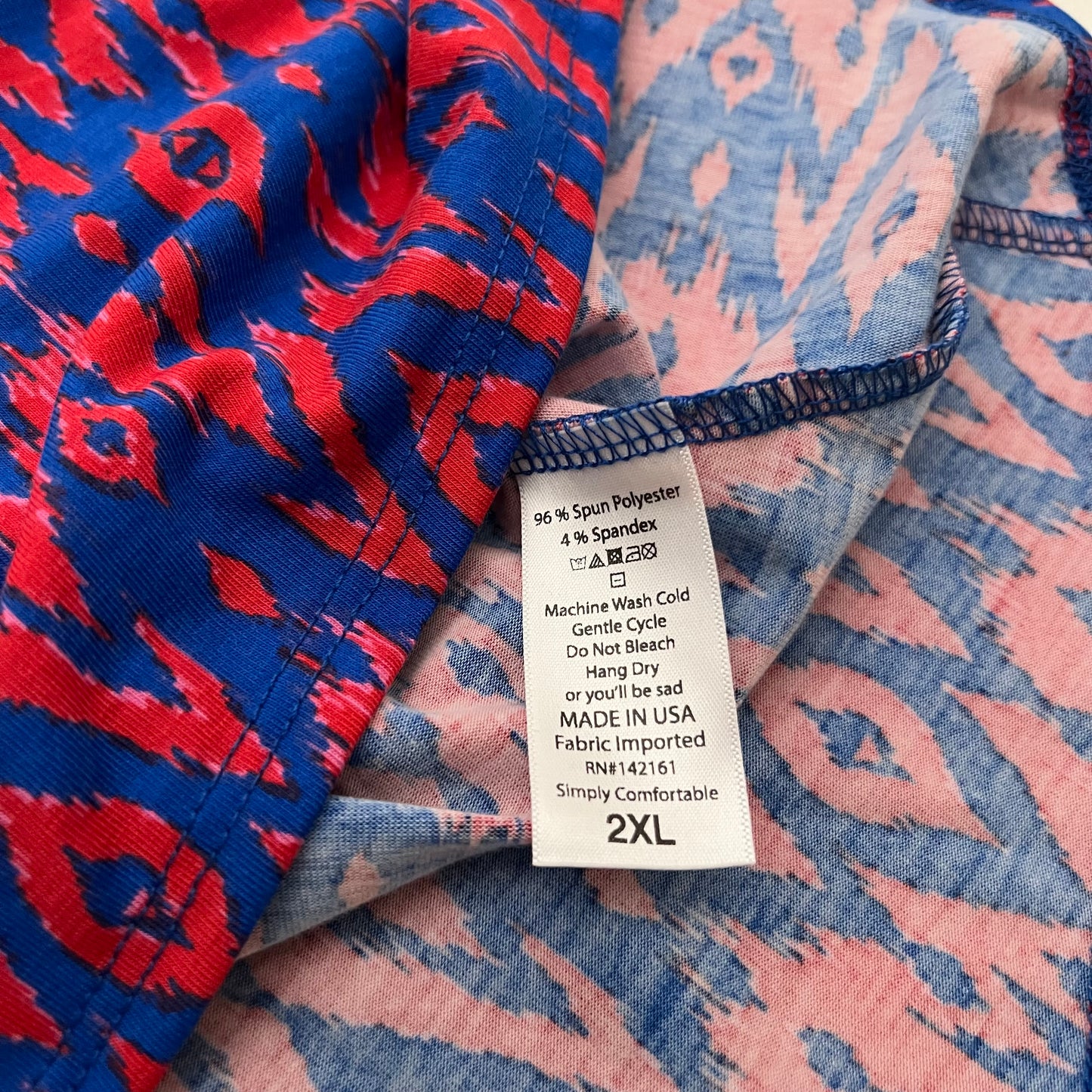 LuLaRoe Azure Skirt | 2XL (18-20) | Red/Blue Ikat | A-Line | NWT