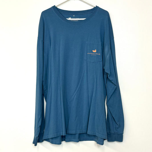 Southern Marsh | Mens ‘Ski Trip’ L/s Graphic T-Shirt | Color: Marine Blue | Size: 2X | Pre-Owned