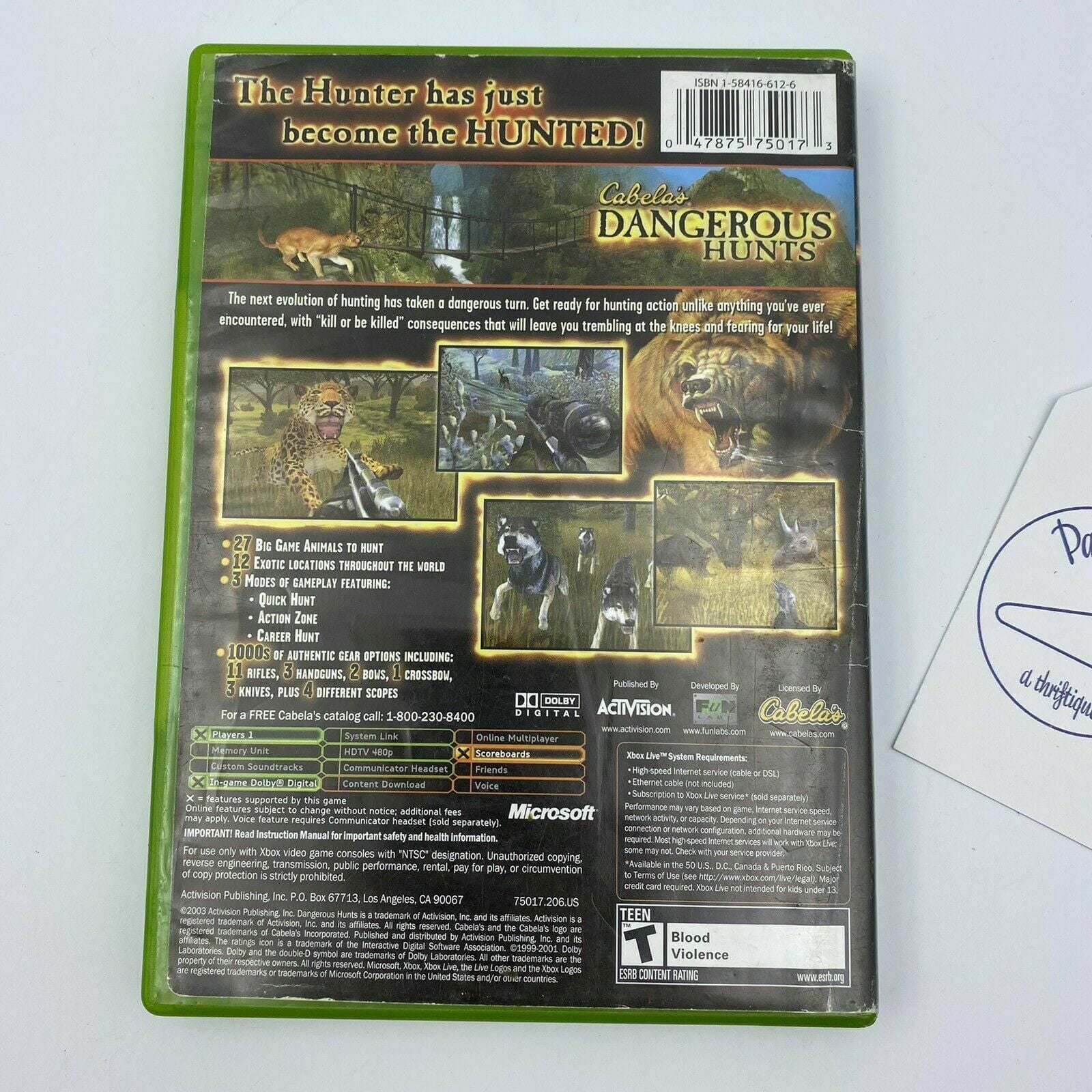 Cabela's Dangerous Hunts (Microsoft Xbox, 2003) ActiVision Rated T -  | Buy at Parsimony Shoppes
