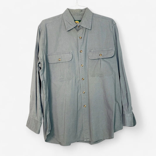 Cabela's Men's Olive Green Long Sleeve Button-Up Shirt - Size L - Pre-Owned
