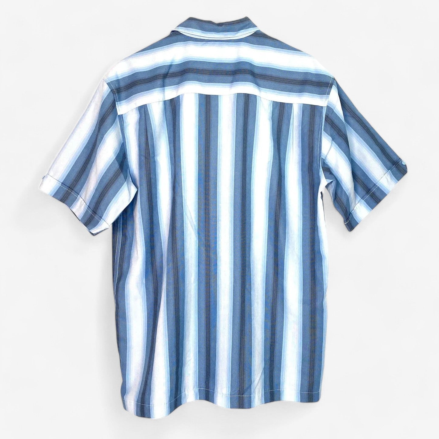 Cafe Luna Men's Casual Striped Short Sleeve Button-Up Lounge Shirt - Blue, Size L