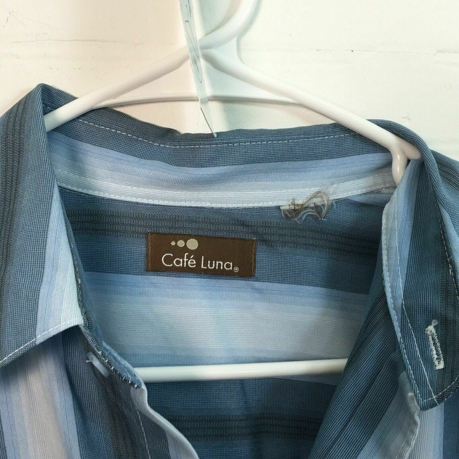 Cafe Luna Mens Casual Lounge Shirt Size L Blue Striped Button-Up S/s -  | Buy at Parsimony Shoppes