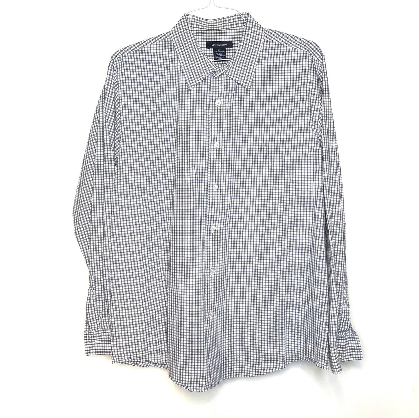 Calvin Klein Jeans Mens Size L White Gray Box Check Button-Up Dress Shirt L/s -  | Buy at Parsimony Shoppes