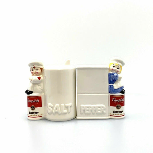 Campbells Soup Co. Kids Salt & Pepper Shakers Set Pair White 1996 -  | Buy at Parsimony Shoppes