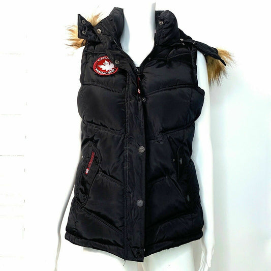 Canada Weather Gear Womens Size S Black Puffer Vest Hooded Faux Fur Trim -  | Buy at Parsimony Shoppes