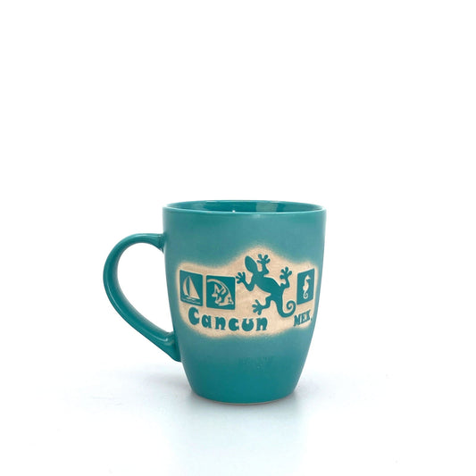 Cancun Mexico Turquiose Ceramic Souvenir Coffee Cup 16 Oz Gecko -  | Buy at Parsimony Shoppes