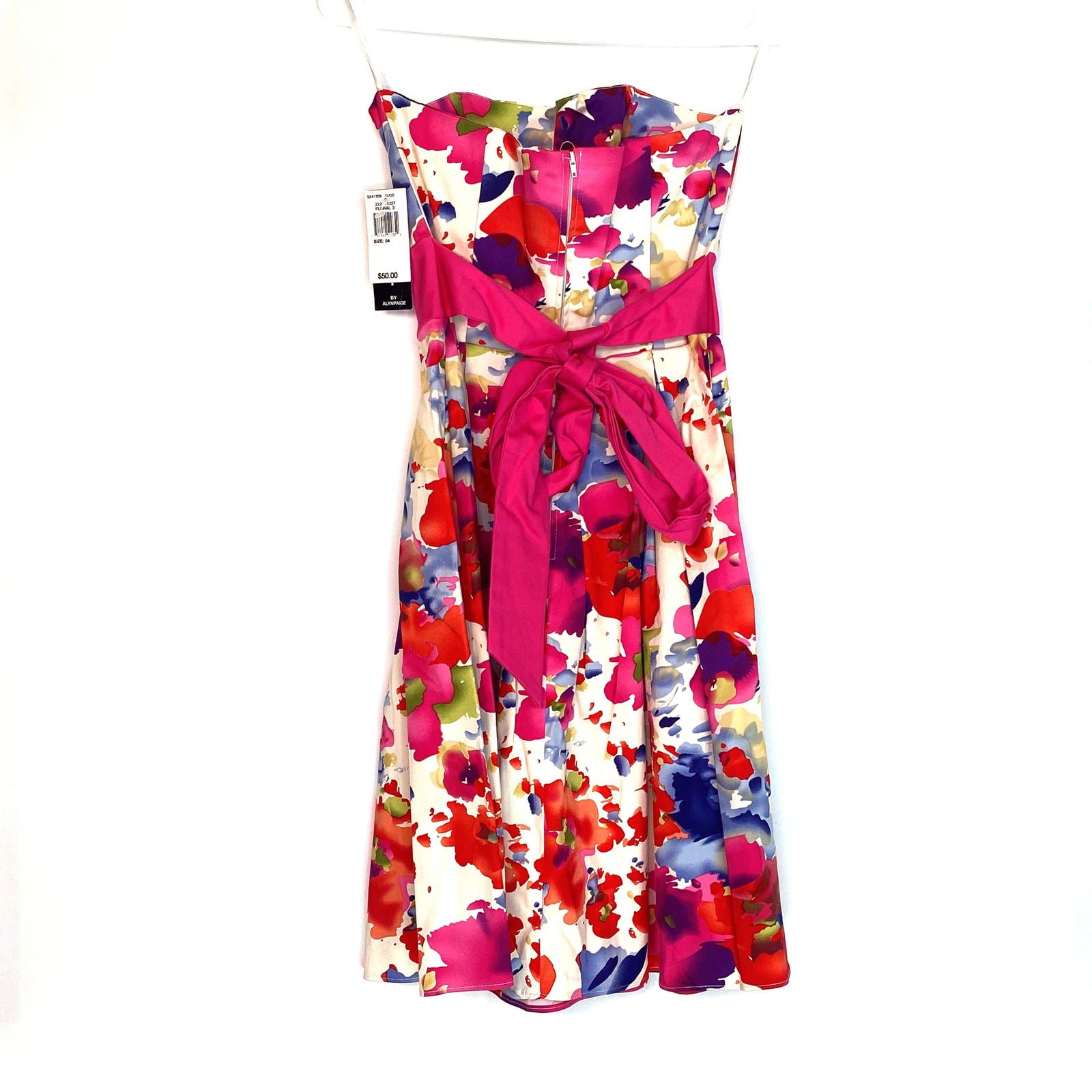 Captivating APNY Floral Strapless Dress Chic Pink A-Line S Cotton Zipper -  | Buy at Parsimony Shoppes