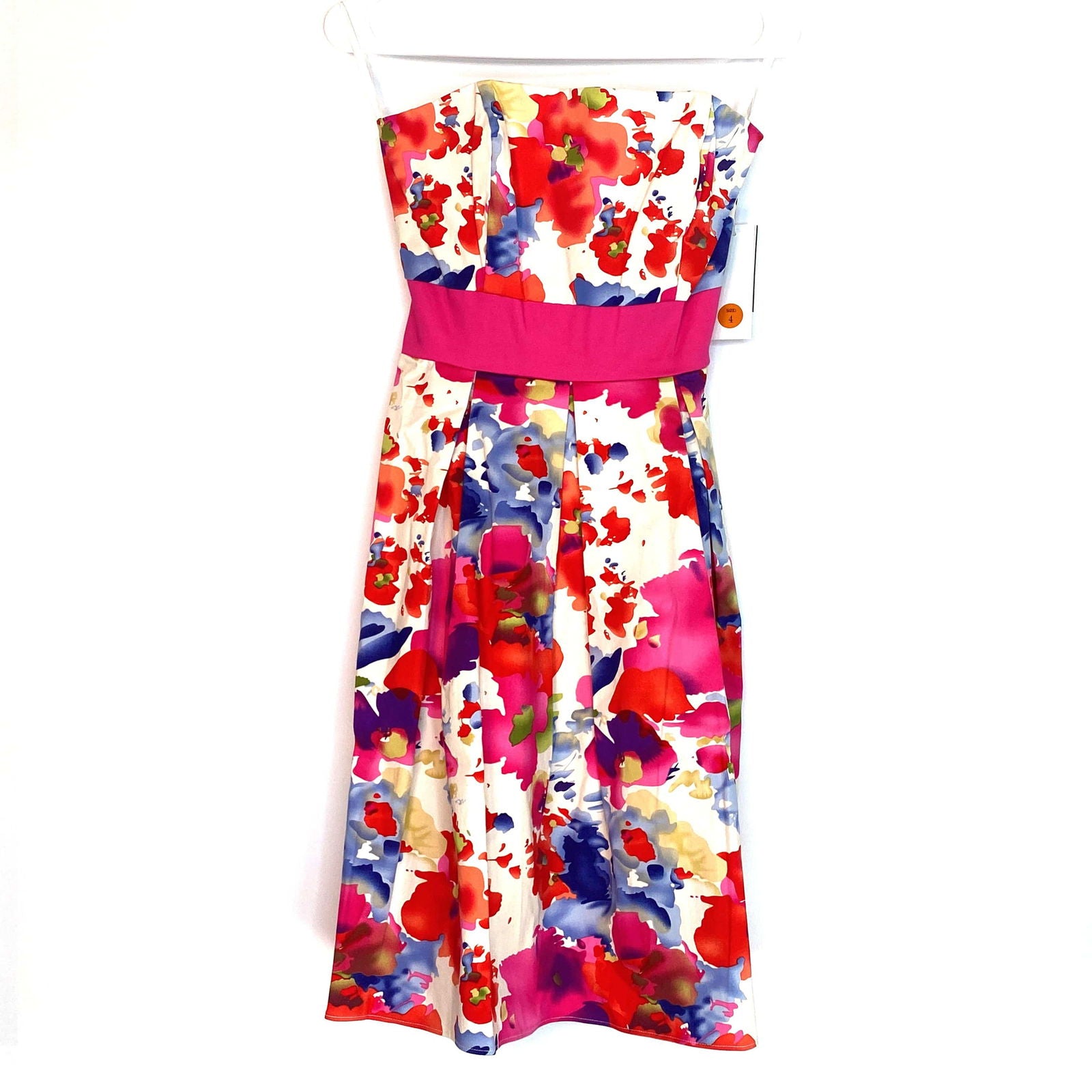 Captivating APNY Floral Strapless Dress Chic Pink A-Line S Cotton Zipper -  | Buy at Parsimony Shoppes