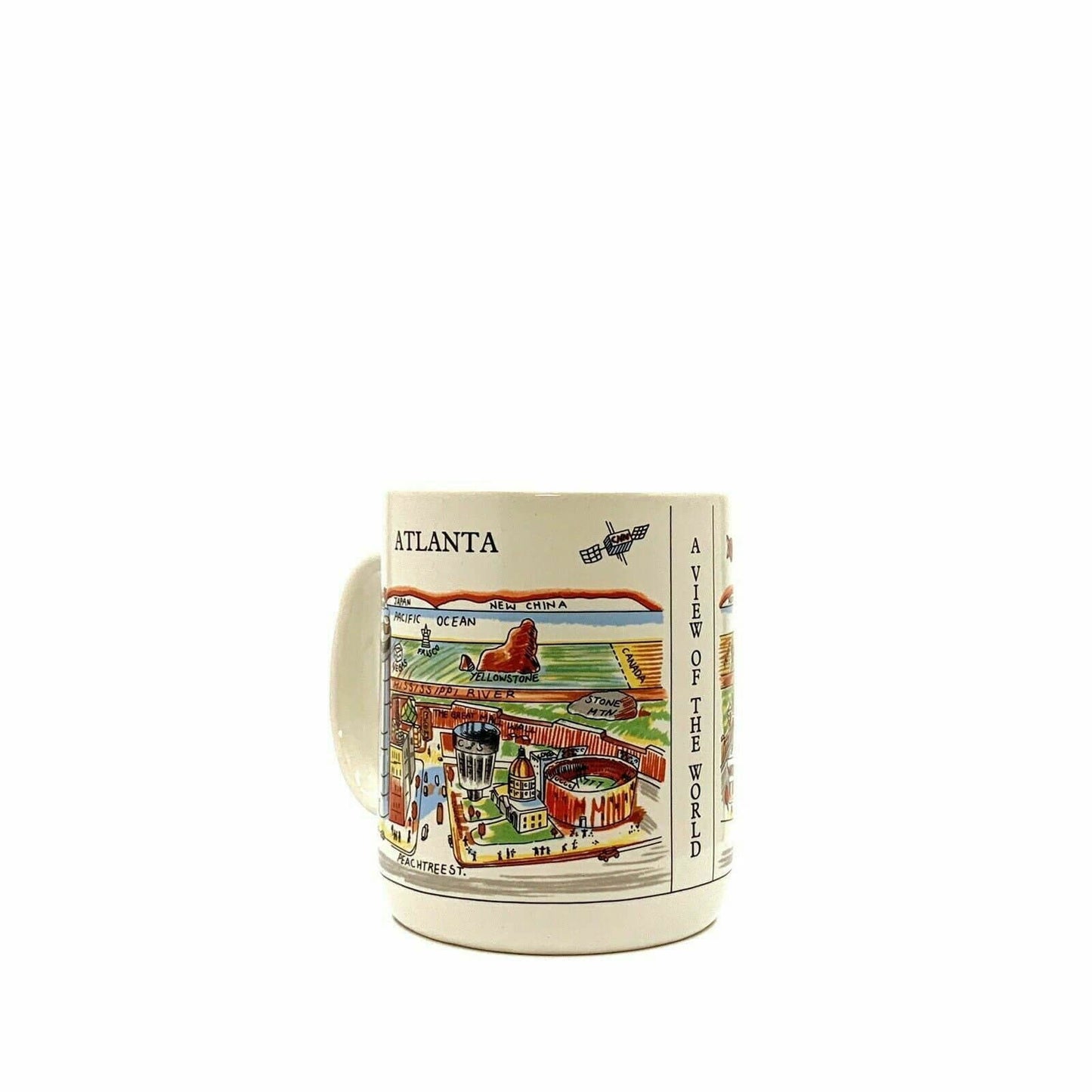 Captivating City Merchandise View Of The World Ceramic Souvenir Coffee Cup Mug - 14oz White Atlanta -  | Buy at Parsimony Shoppes