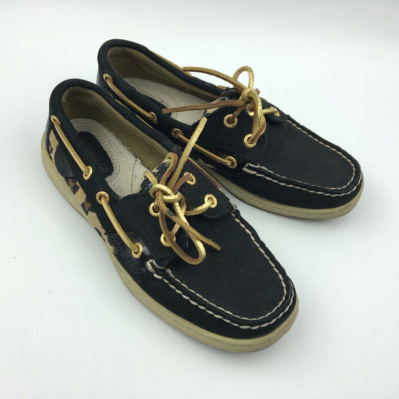 Captivating Sperry Top-Sider Womens Boat Shoes Durable Black Leopard Patent Lace Up Size 5.5 M -  | Buy at Parsimony Shoppes