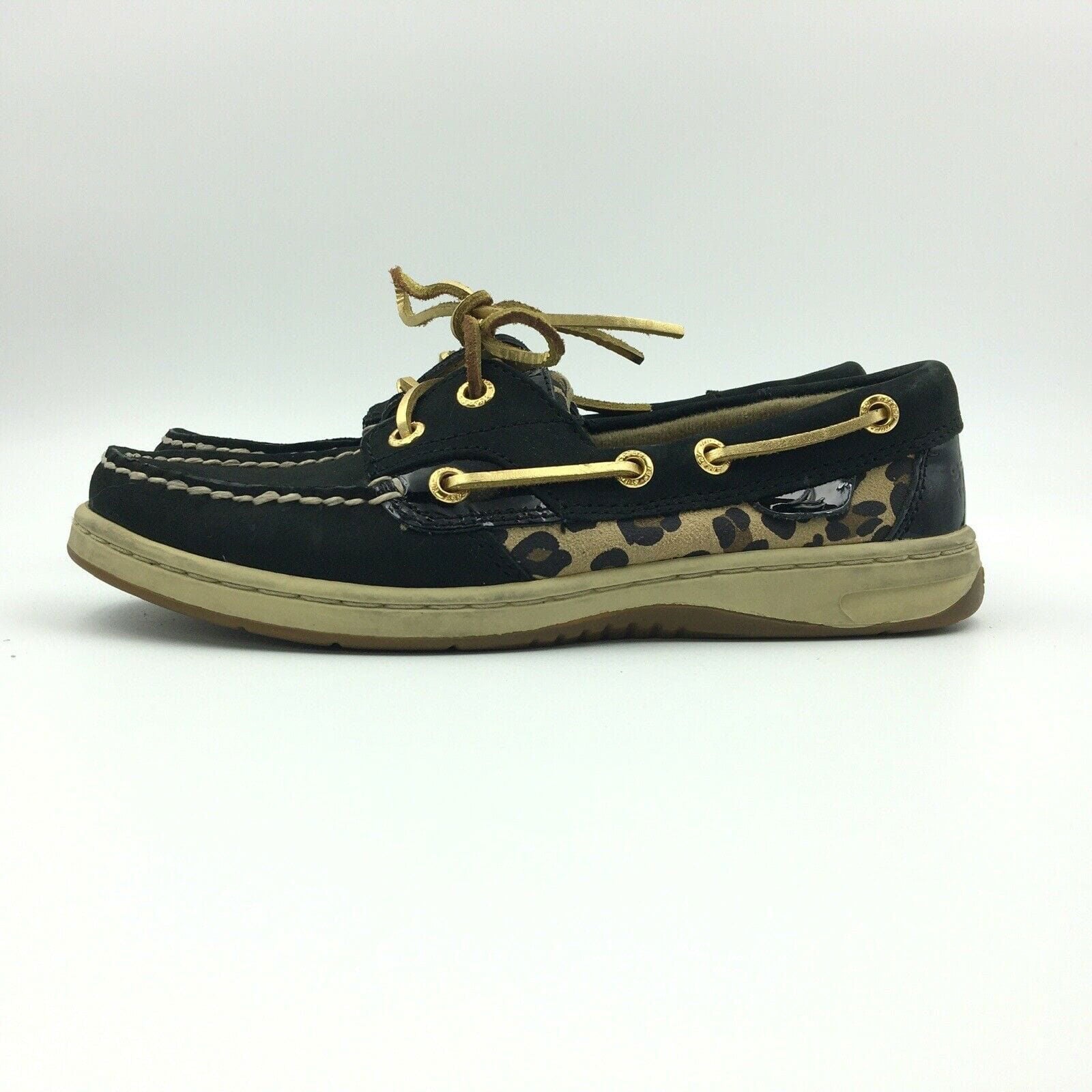 Captivating Sperry Top-Sider Womens Boat Shoes Durable Black Leopard Patent Lace Up Size 5.5 M -  | Buy at Parsimony Shoppes