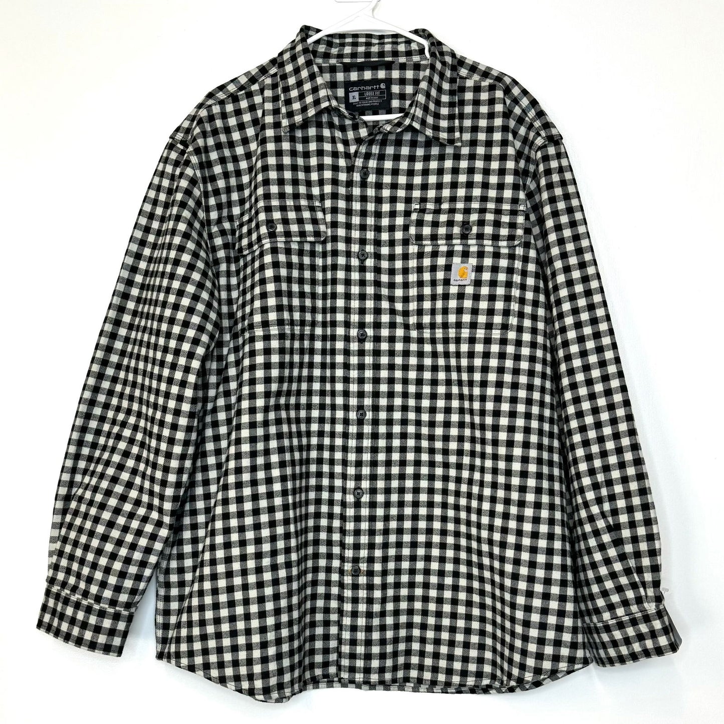 Carhartt | Mens Loose Fit Plaid Flannel Shirt| | Color: Black/White | Size: XL | Pre-Owned -  | Buy at Parsimony Shoppes
