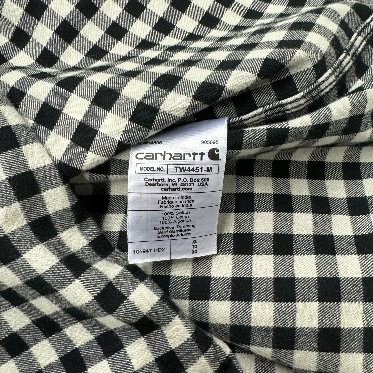 Carhartt | Mens Loose Fit Plaid Flannel Shirt| | Color: Black/White | Size: XL | Pre-Owned -  | Buy at Parsimony Shoppes