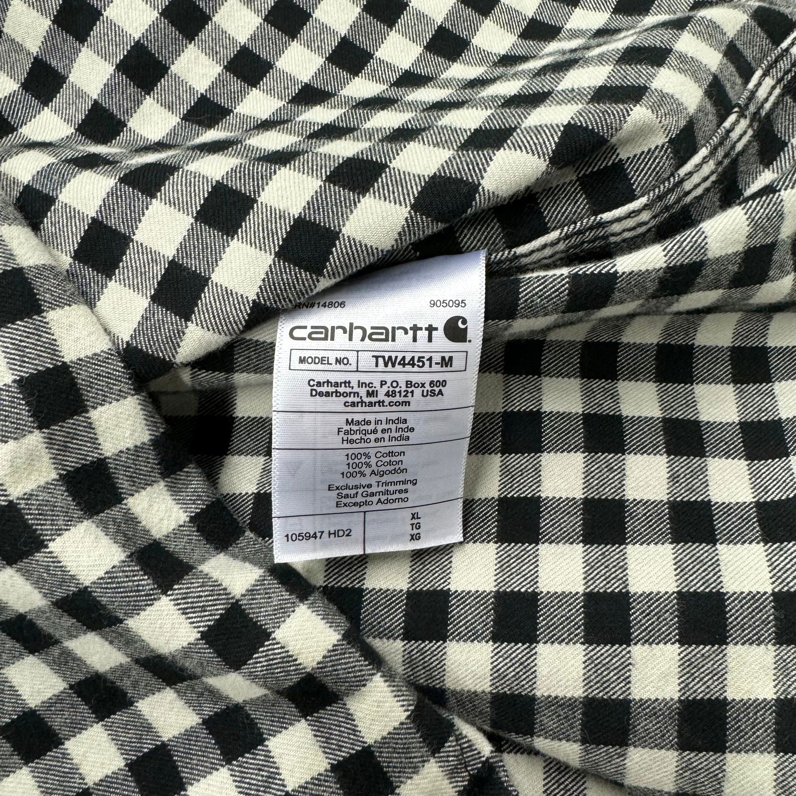 Carhartt | Mens Loose Fit Plaid Flannel Shirt| | Color: Black/White | Size: XL | Pre-Owned -  | Buy at Parsimony Shoppes