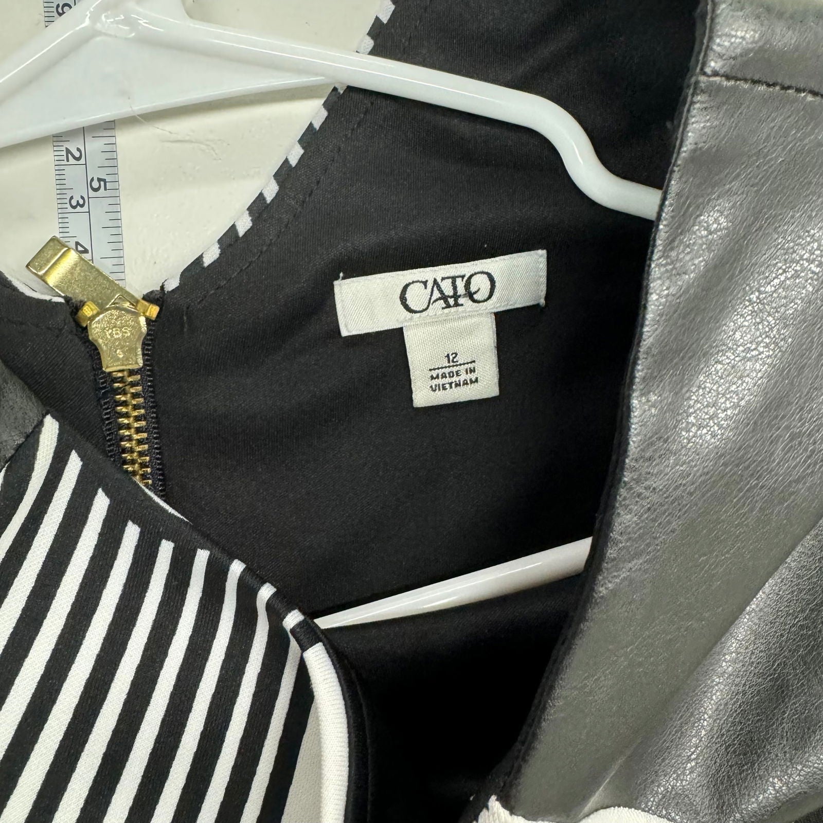 Cato | Womens L/s PU Leather Geometric Dress | Color: Black/White | Size: 12 | Pre-Owned -  | Buy at Parsimony Shoppes