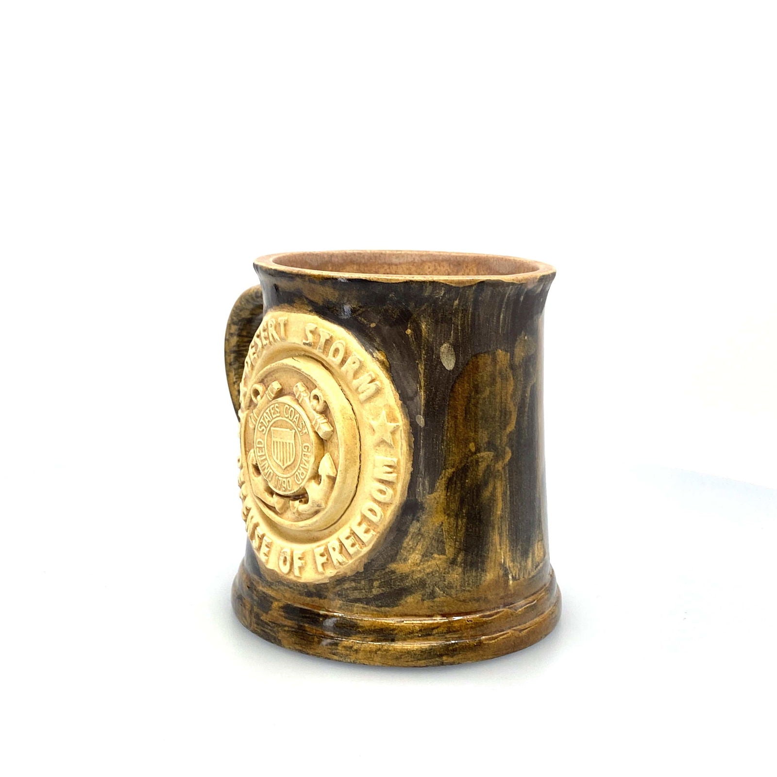 Ceramic Hand-Made Coast Guard “Desert Storm - In Defense Of Freedom” Coffee Cup, Brown 12 Fl Oz -  | Buy at Parsimony Shoppes