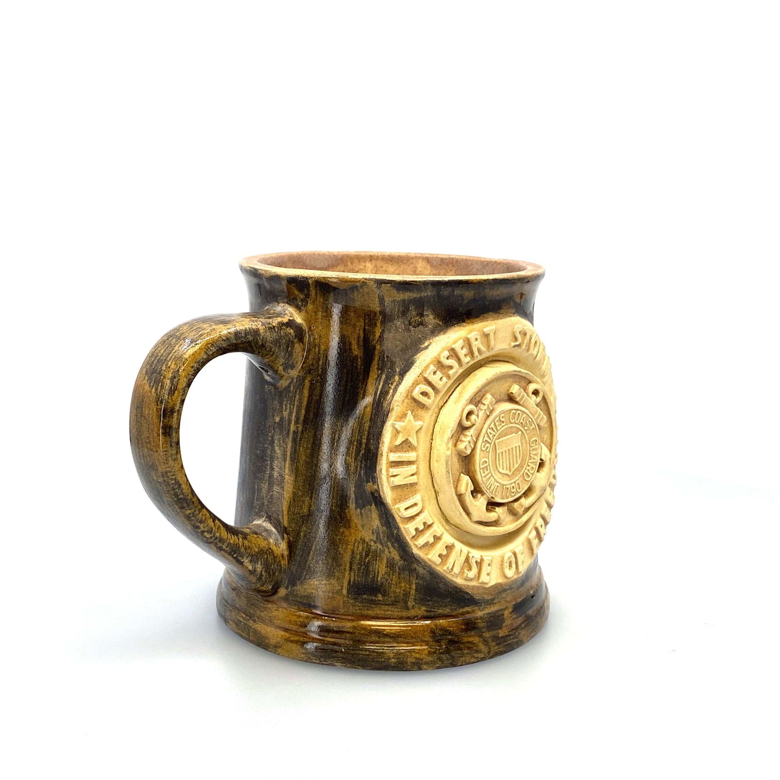 Ceramic Hand-Made Coast Guard “Desert Storm - In Defense Of Freedom” Coffee Cup, Brown 12 Fl Oz -  | Buy at Parsimony Shoppes