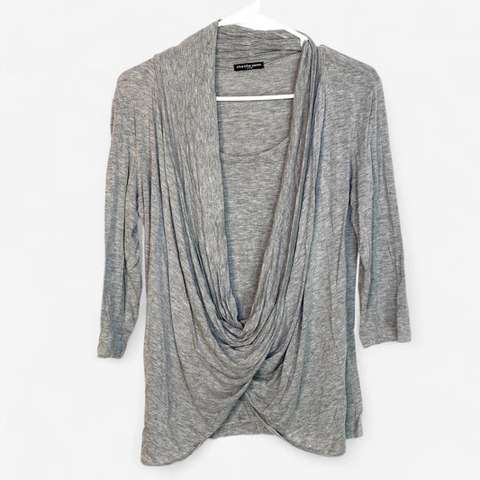 Cha Cha Vente Women's Gray Crossover Top with Built-in Cami - Size S