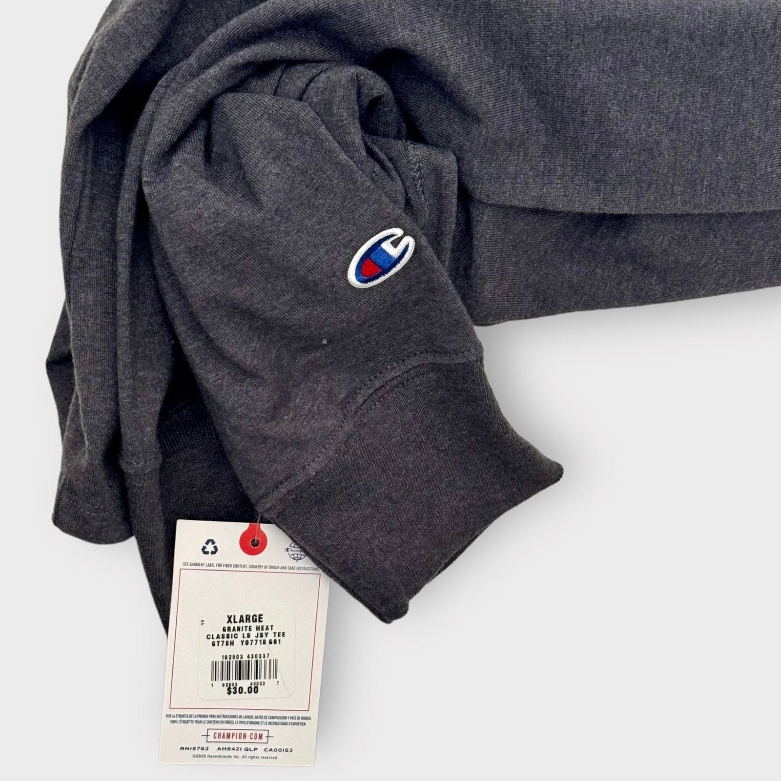 Champion Classic L/s Jersey T-Shirt | XL | Granite Heat Gray Solid | NWT -  | Buy at Parsimony Shoppes