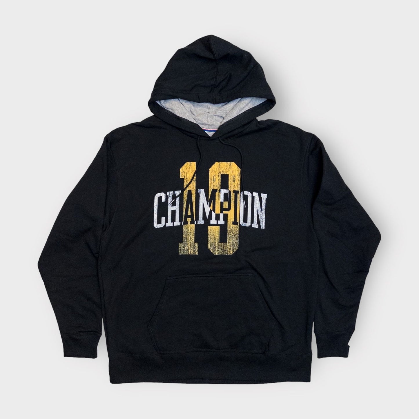 Champion Mens Fleece Pullover Hoodie Sweatshirt | M | Black/Yellow ‘19’ | NWT -  | Buy at Parsimony Shoppes