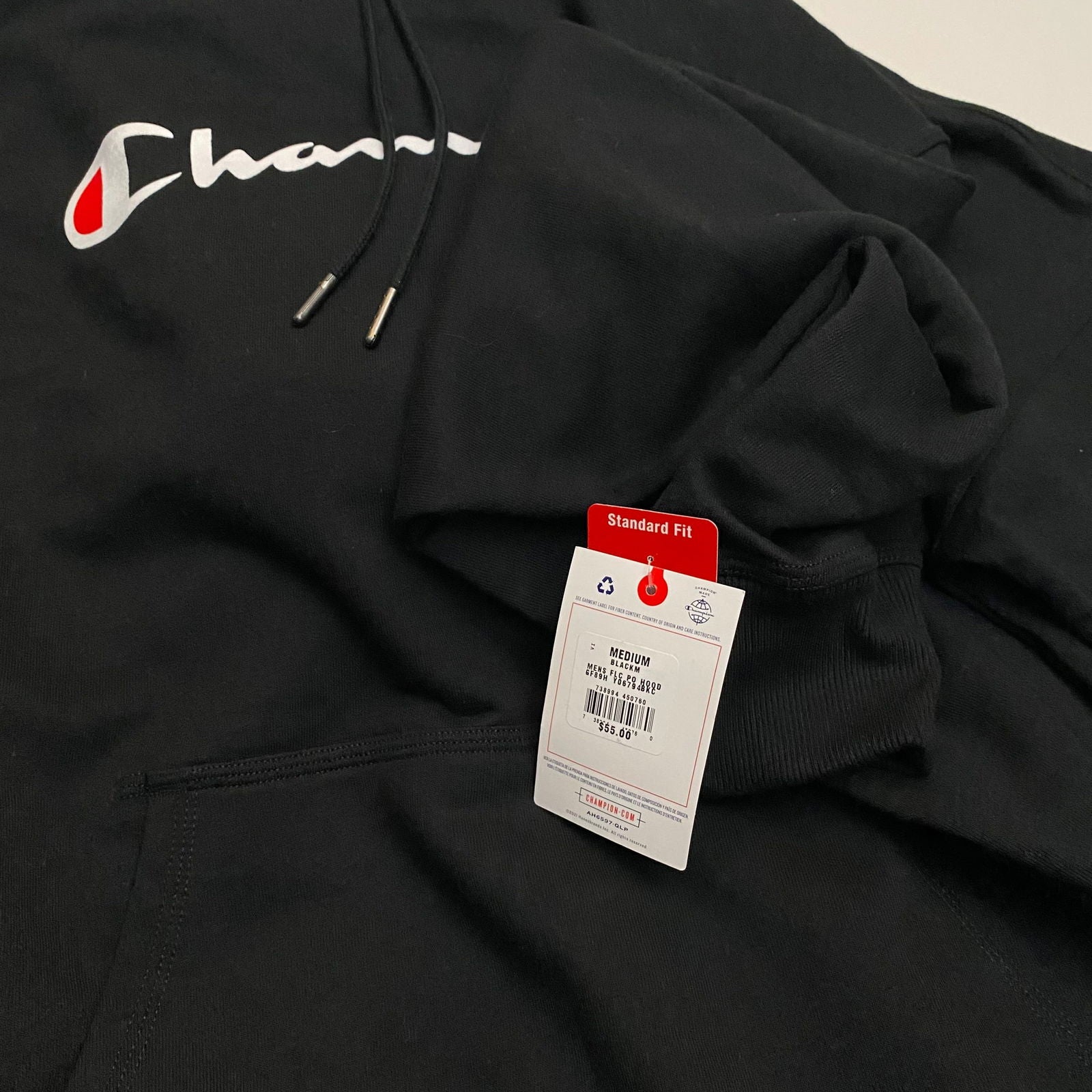 Champion Mens Fleece Pullover Hoodie Sweatshirt | M | Black | NWT -  | Buy at Parsimony Shoppes