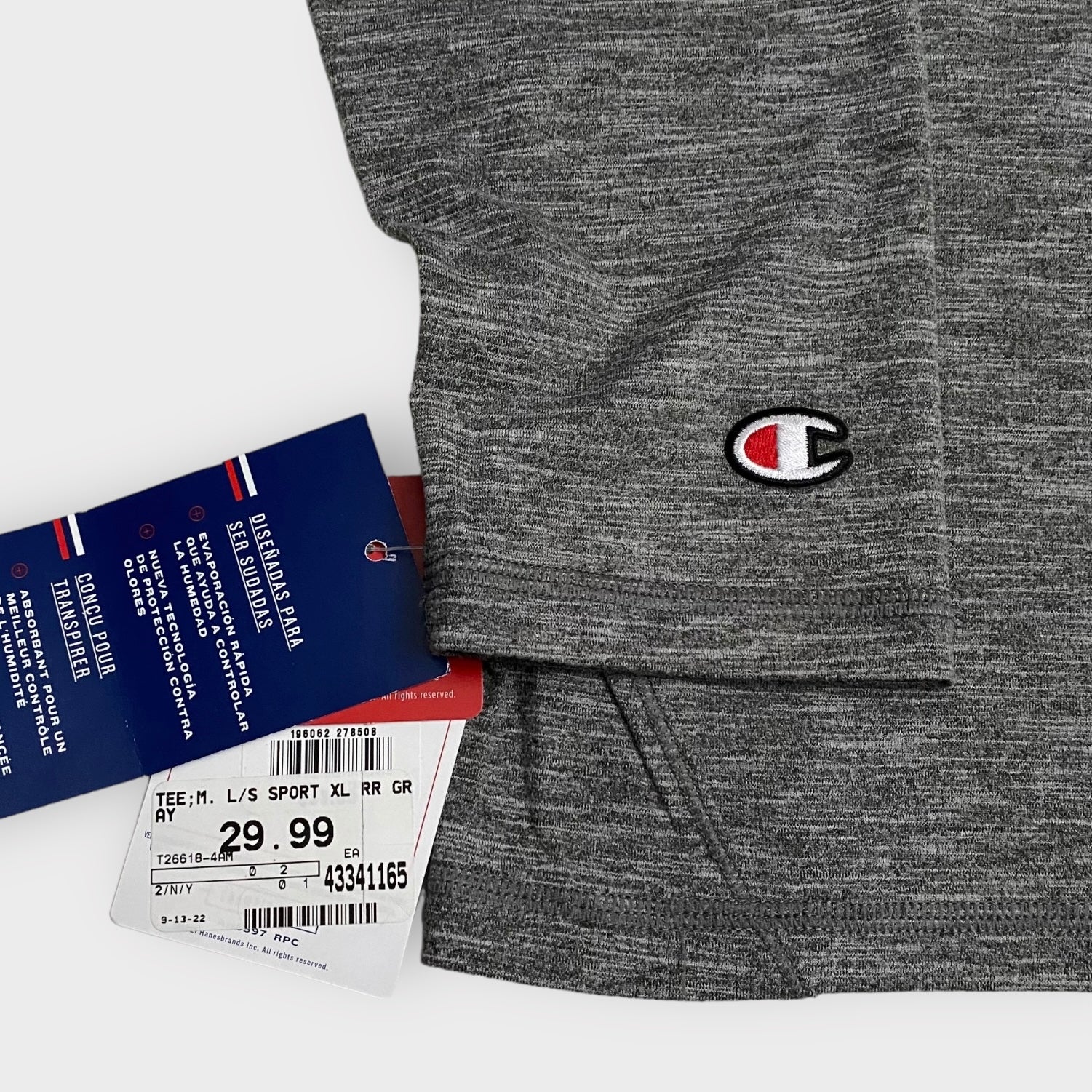 Champion Mens L/s T-Shirt | XL | Dark Gray Heathered | Polyester/Spandex | NWT -  | Buy at Parsimony Shoppes