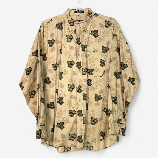 Chaps Ralph Lauren Men's Beige Floral Jungle Button-Down Shirt - Size XL - Long Sleeve