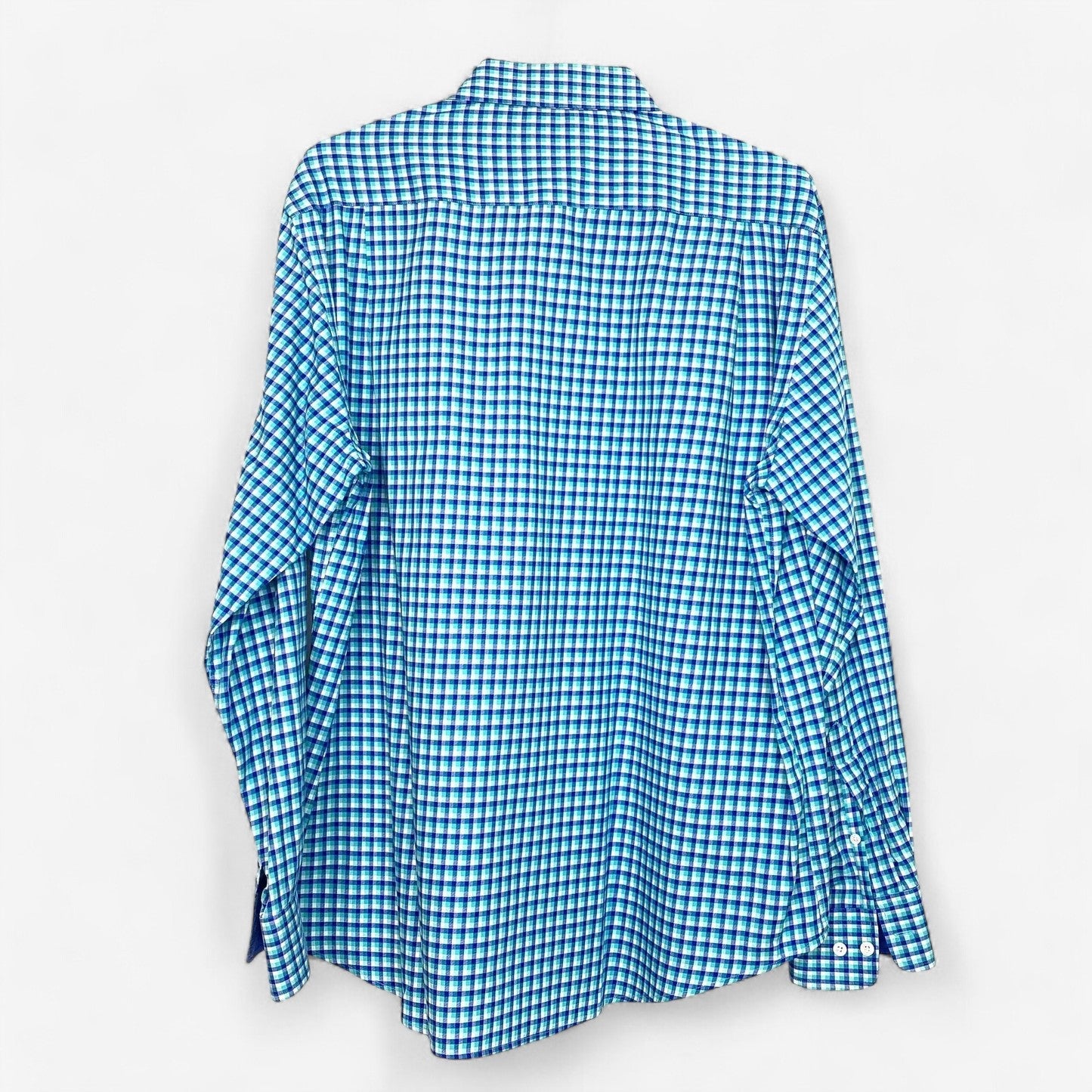 Men's Green and Blue Plaid Button-Down Dress Shirt - Size XL - Charleston Threads