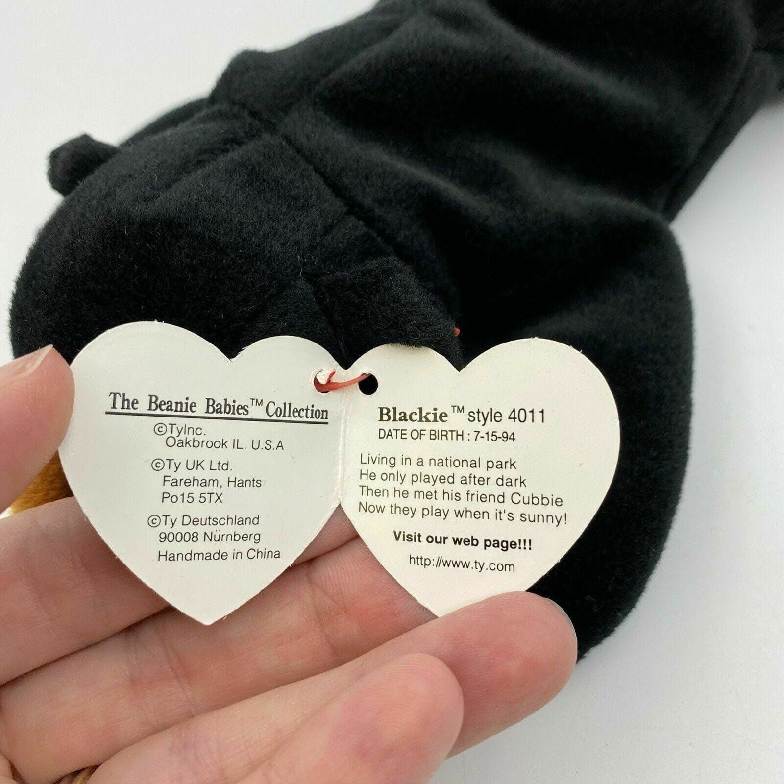 Charming Ty Original Beanie Babies Blackie The Bear Plush Toy - Excellent Cond. - Vintage -  | Buy at Parsimony Shoppes