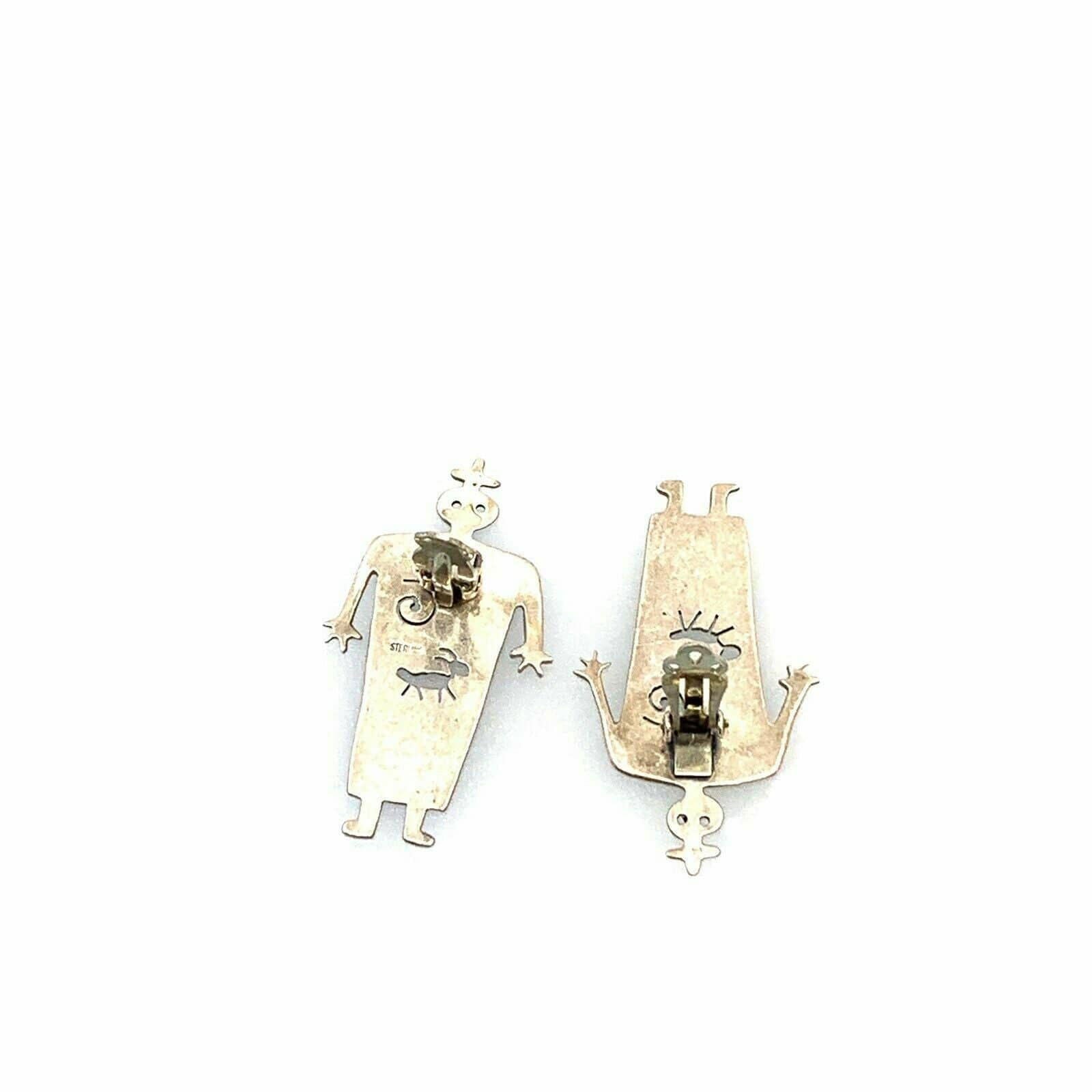 Charming Vintage Hopi Cutout Ant Man Clip On Earrings - 1.75" Silver -  | Buy at Parsimony Shoppes