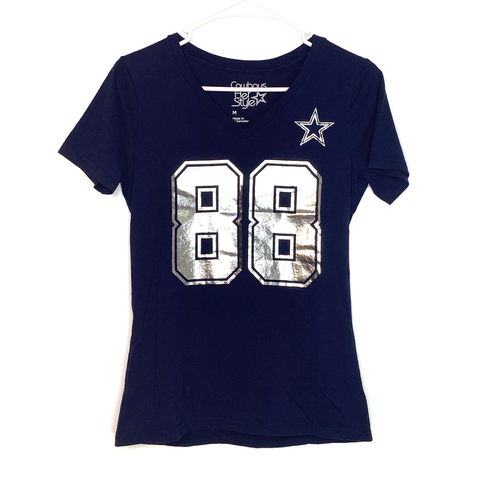 Chic Cowboys Women s T Shirt 88 Dez Bryant Stylish Blue Activewear Parsimony Shoppes