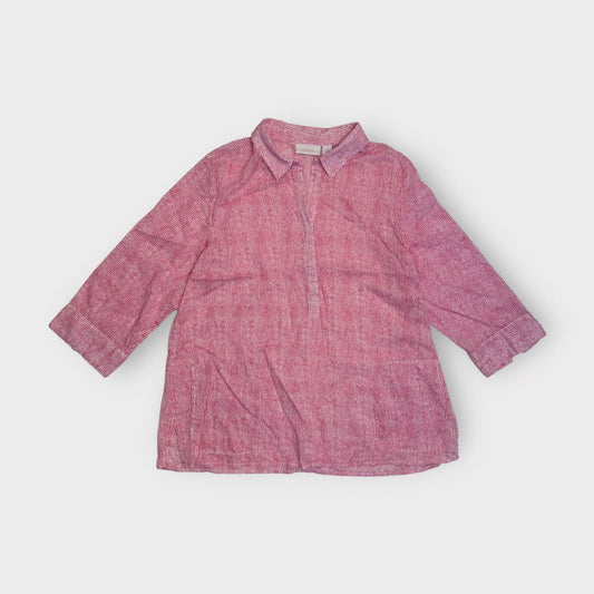 Chicos Linen Top | 2 | Red/White Striped | 3/4 Sleeve Collared | EUC -  | Buy at Parsimony Shoppes