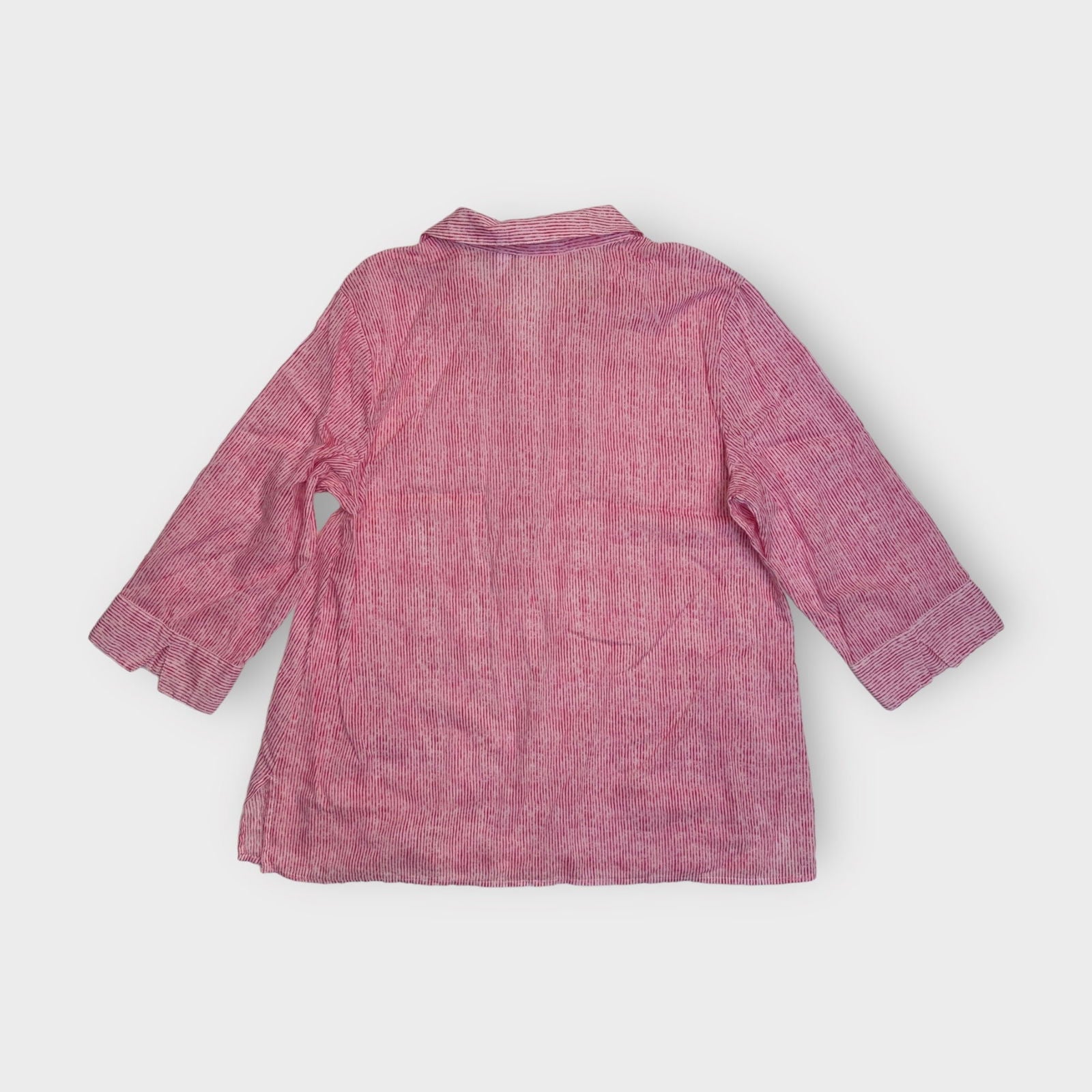 Chicos Linen Top | 2 | Red/White Striped | 3/4 Sleeve Collared | EUC -  | Buy at Parsimony Shoppes