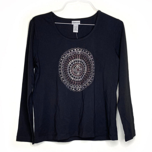 Chicos Womens Eclipse Shine Glitter Tee Size 2 Black L/s T-Shirt Top Shirt NWT -  | Buy at Parsimony Shoppes