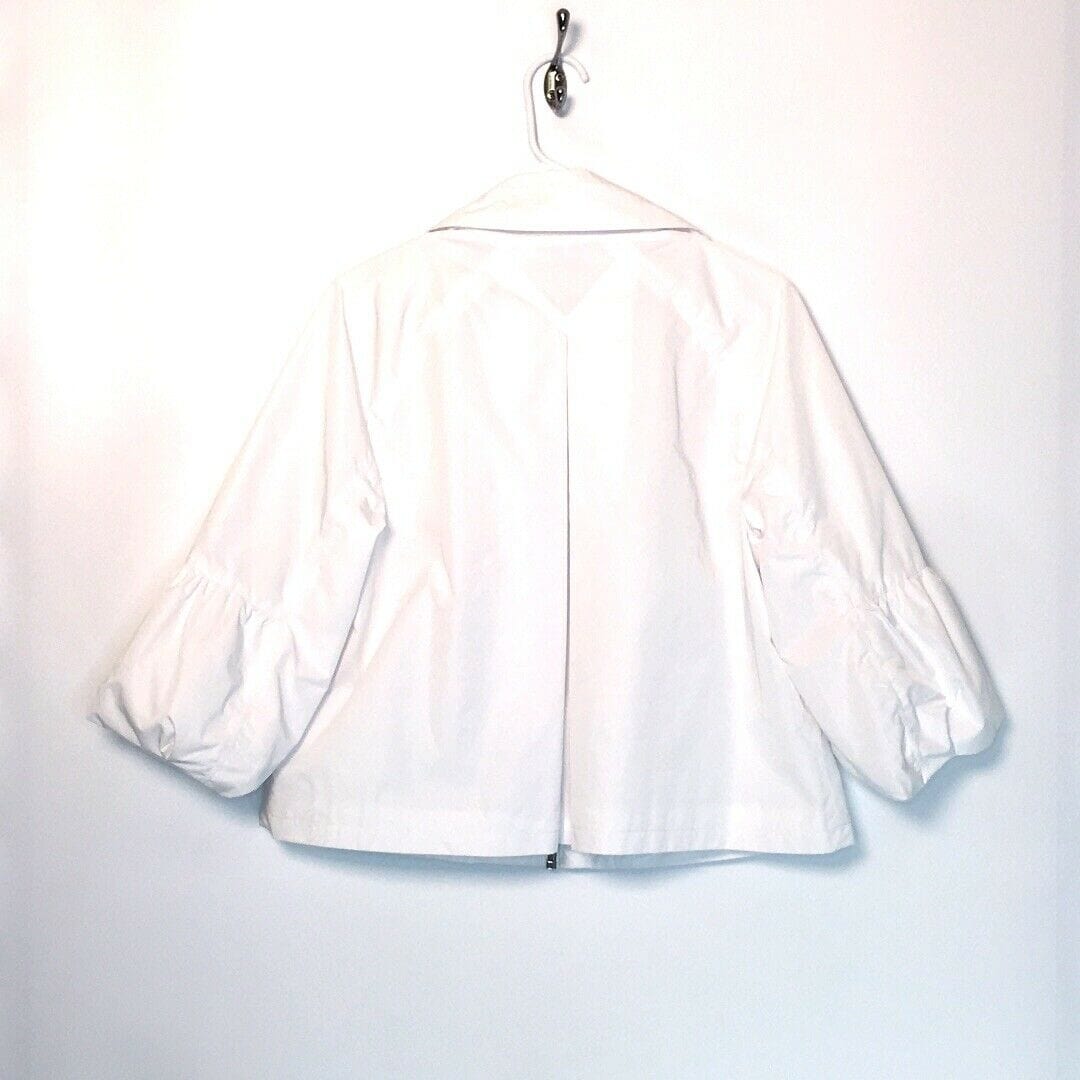 Chicos Womens Size 1 White Utility Jacket with Bubble Sleeves Full Zip Up -  | Buy at Parsimony Shoppes