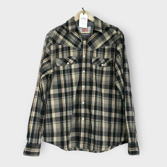 Christian Audigier Men’s Western Snap-Up Dress Shirt | Plaid | Size L (42-44) | Long Sleeve | EUC -  | Buy at Parsimony Shoppes