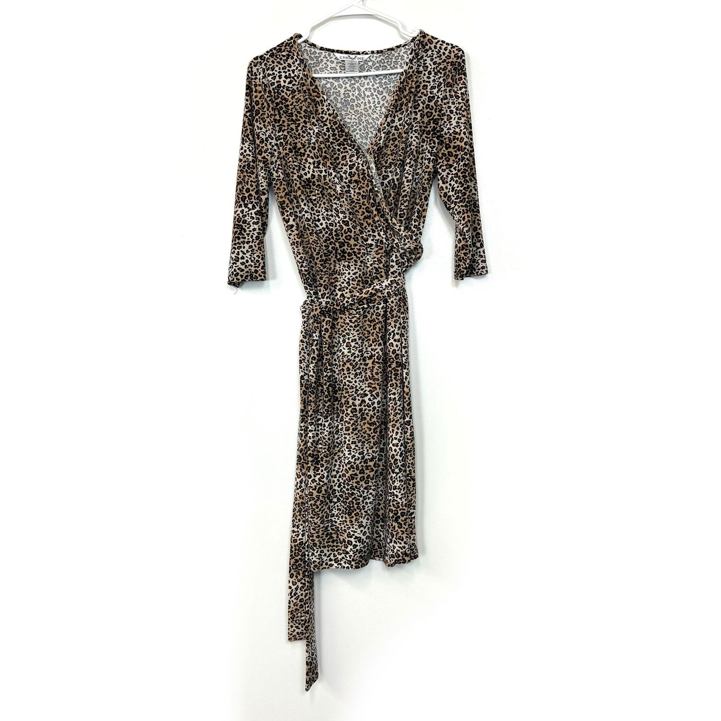 Christine V | Womens Leopard Print Wrap Dress | Color: Black/Brown | Size: XL | Pre-Owned -  | Buy at Parsimony Shoppes
