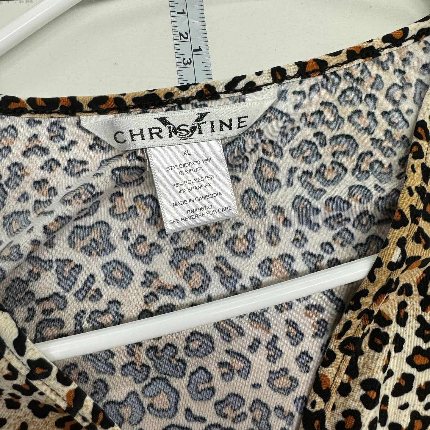 Christine V | Womens Leopard Print Wrap Dress | Color: Black/Brown | Size: XL | Pre-Owned -  | Buy at Parsimony Shoppes