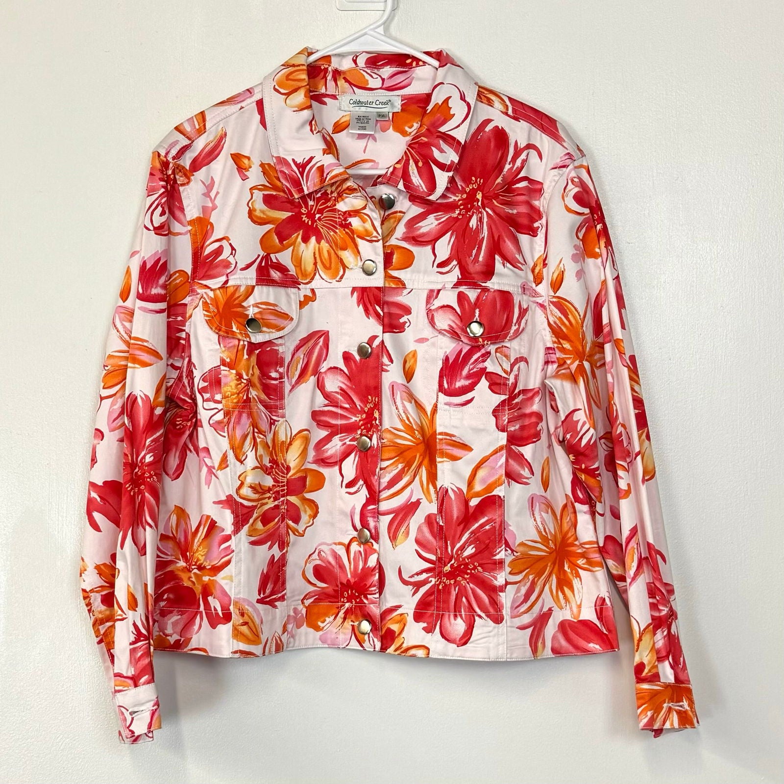 Coldwater Creek | Womens Floral Casual Jacket | Color: White/Pink | Size: PXL -  | Buy at Parsimony Shoppes