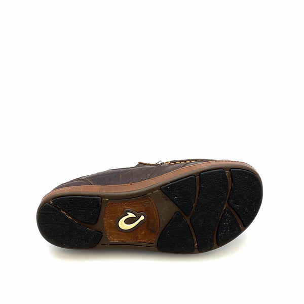 Olukai Mens Puhula Shoes – Comfortable Brown Leather Slip-On  display picture 3